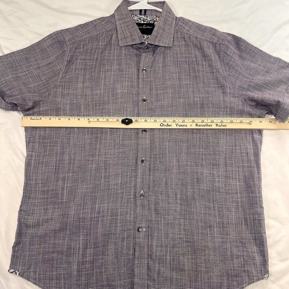 Robert Graham Modern Americana Shirt Size 2XL Purple Tailored Fit Linen Blend - Picture 9 of 14